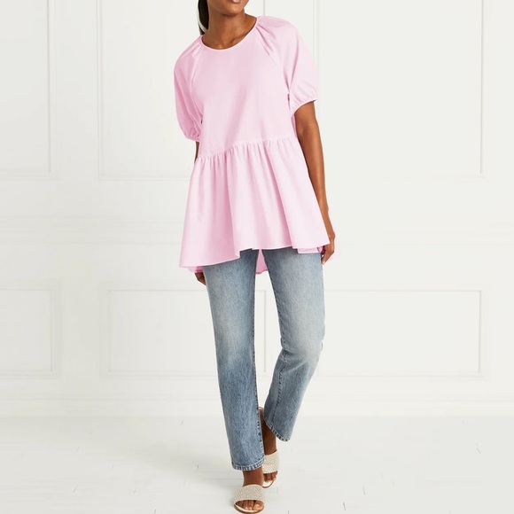 Hill House Francesca Puff Sleeve Top in Pink - Picture 1 of 6